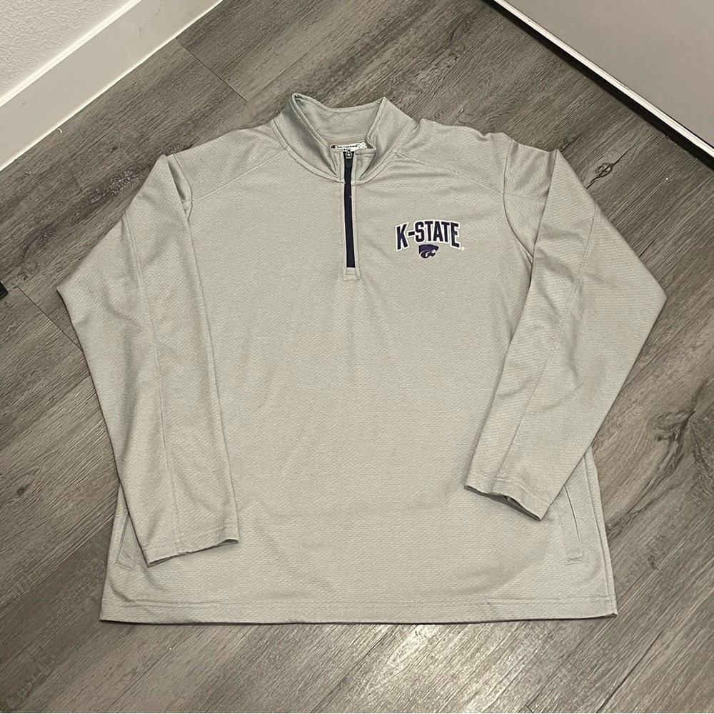 K-State Quarter-Zip Pullover - Light Gray